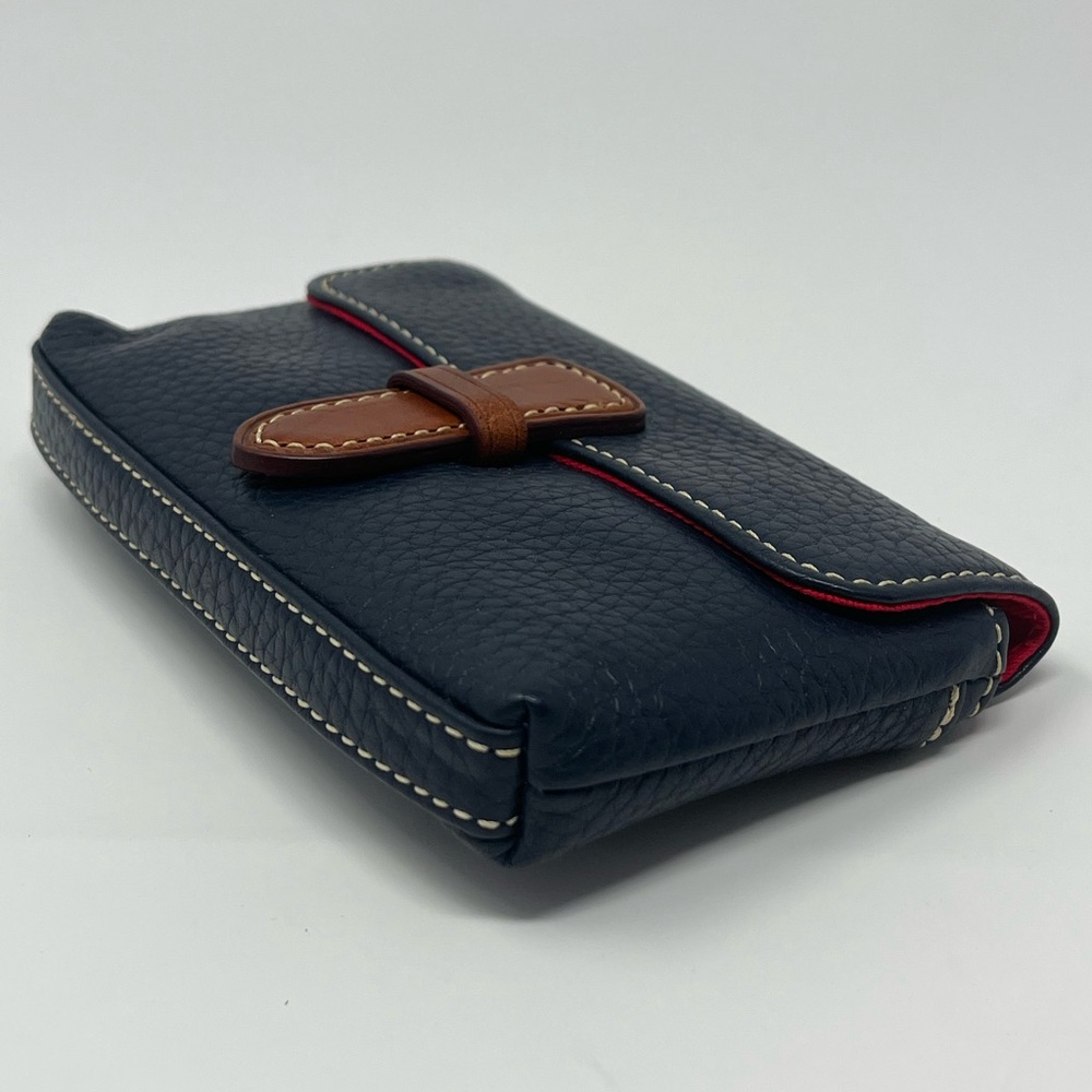 Navy Leather Clutch with Brown Accent - Picture 3 of 7
